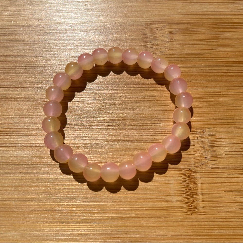 Elegant Pink and Yellow Bohemian Style 8mm Beaded Bracelet Unisex - Picture 7 of 10